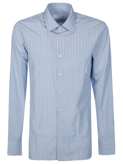 Shop Prada Striped Shirt In Celeste