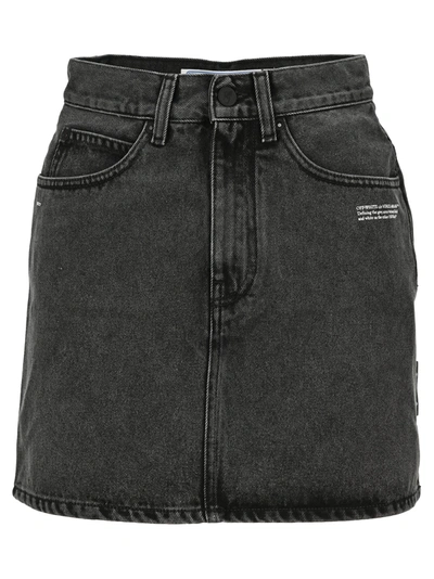 Off-white Off White Logo Print Denim Skirt In Dark Grey