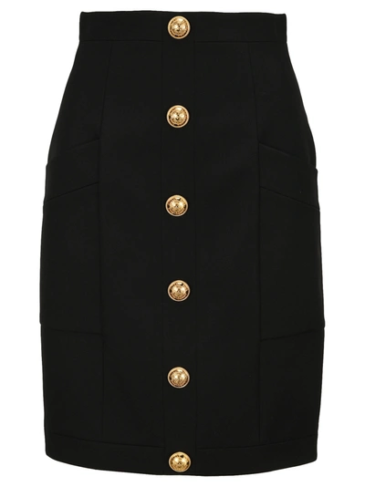 Shop Balmain High-waisted Skirt In Black