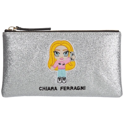 Shop Chiara Ferragni @cfmascotte Clutch Bag In Silver