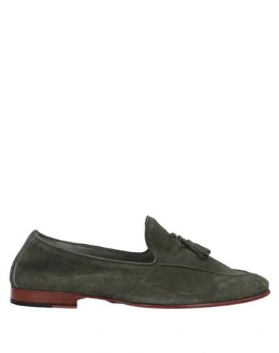 Shop Andrea Ventura Firenze Loafers In Military Green