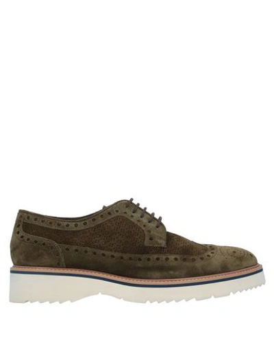 Shop Pertini Lace-up Shoes In Military Green