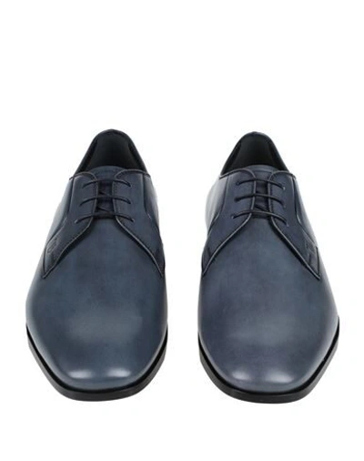 Shop Tod's Man Lace-up Shoes Slate Blue Size 12 Soft Leather