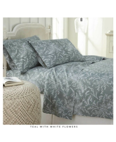 Southshore Fine Linens Ultra-soft Floral Or Solid 4-piece Sheet Set In Teal