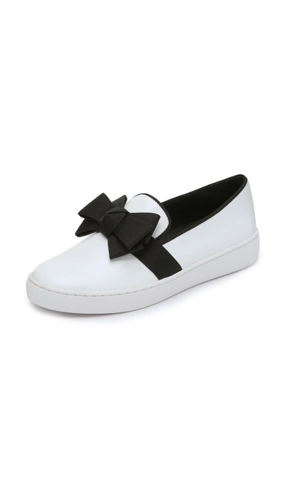 Shop Michael Kors Val Bow Sneakers In Optic White