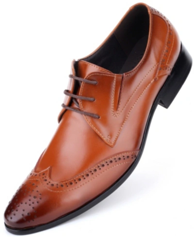 Shop Mio Marino Men's Longwing Brogue Oxford Shoes Men's Shoes In Brown