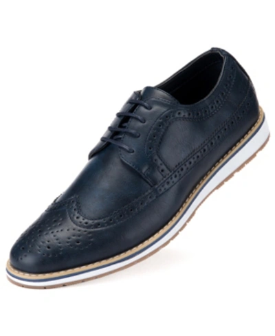 Shop Mio Marino Men's Ornate Wingtip Oxford Shoes In Blue
