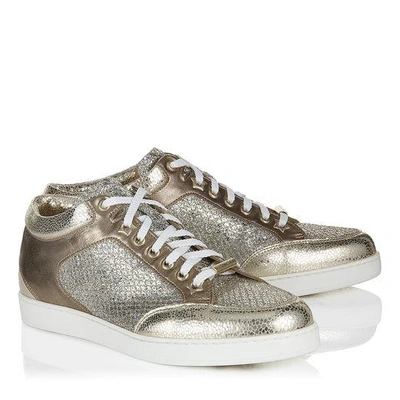 Shop Jimmy Choo Miami Champagne Glitter Fabric And Suede Trainers