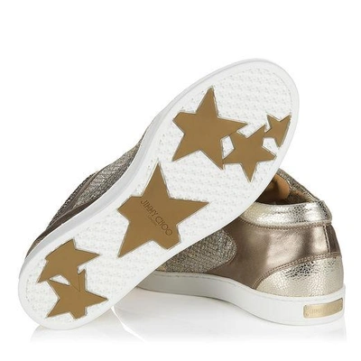 Shop Jimmy Choo Miami Champagne Glitter Fabric And Suede Trainers