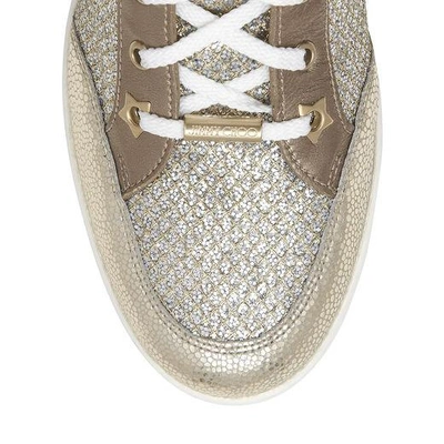 Shop Jimmy Choo Miami Champagne Glitter Fabric And Suede Trainers