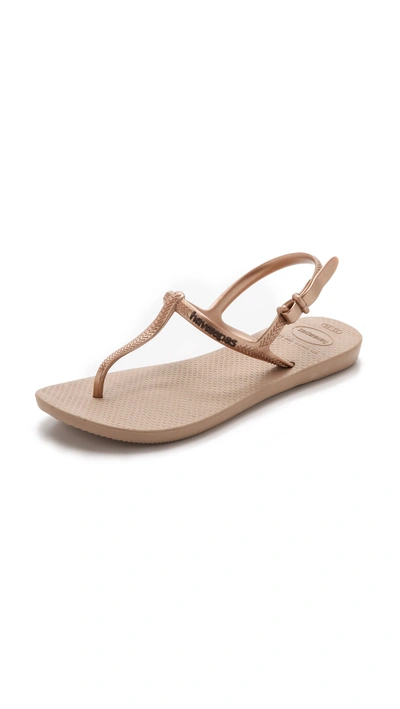 Havaianas Freedom T-strap Sandals In Rose Gold
