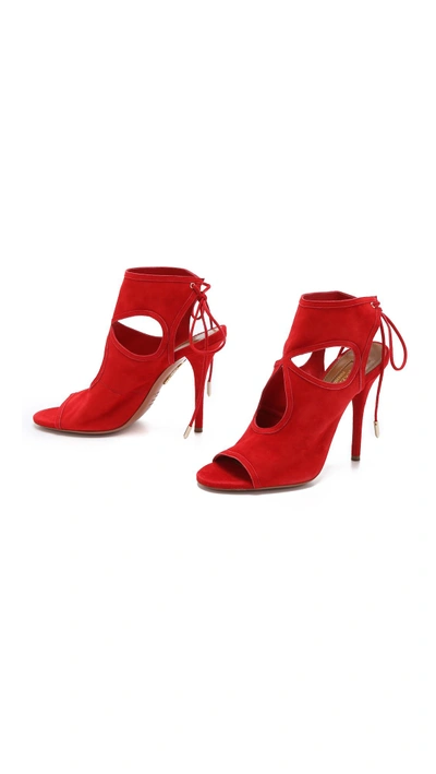 Shop Aquazzura Sexy Thing Cutout Sandals In Lipstick