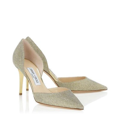 Shop Jimmy Choo Addison Gold Lamé Glitter Pointy Toe Pumps