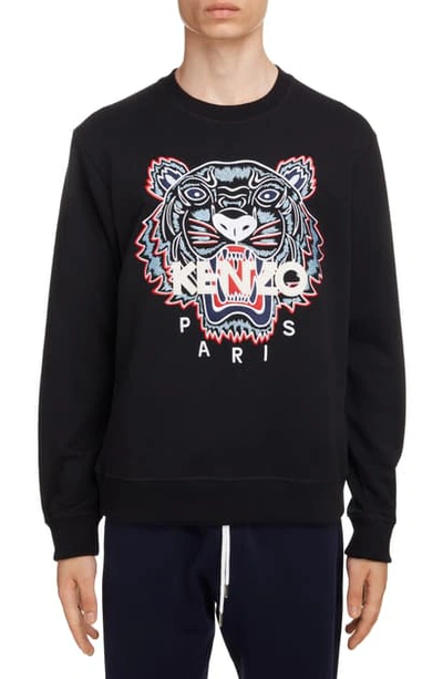 Shop Kenzo Classic Tiger Embroidered Crewneck Sweatshirt In Plum Blue