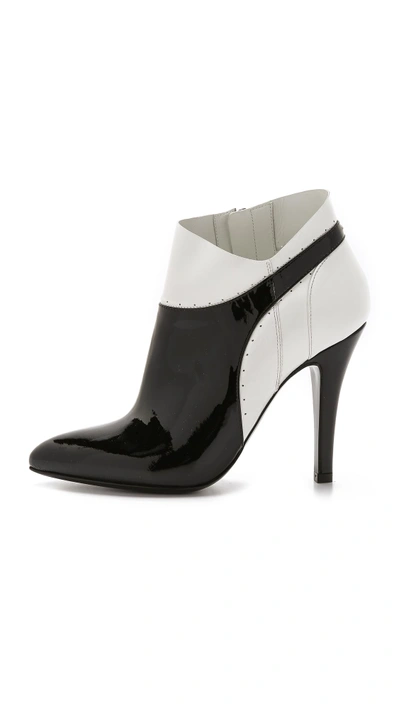 Shop Maison Margiela Leather Booties In Black/white