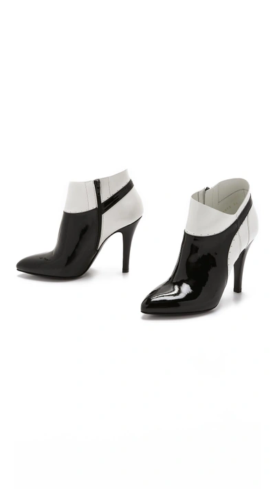 Shop Maison Margiela Leather Booties In Black/white