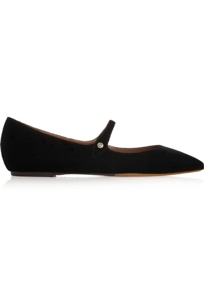 Shop Tabitha Simmons Hermione Velvet Point-toe Flats In Black