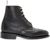 Thom Browne Black Classic Wingtip Rubber Sole Boots