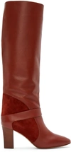 CHLOÉ Rust Leather & Suede Tall Boots