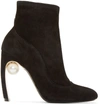 NICHOLAS KIRKWOOD Black Stretch Suede Maeva Pearl Ankle Boots