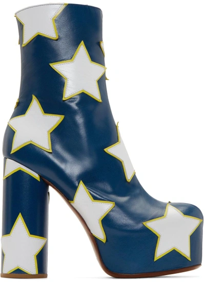 Shop Vetements Blue & White Star Platform Boots