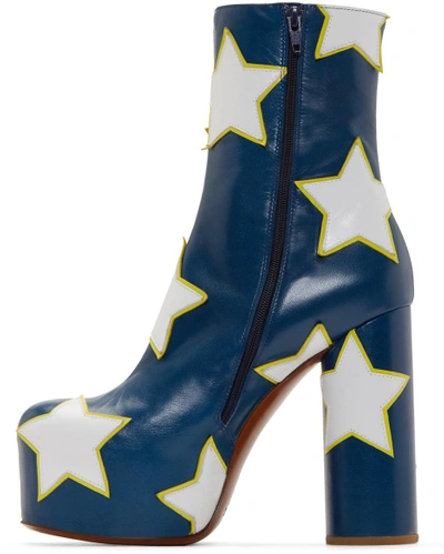 Shop Vetements Blue & White Star Platform Boots