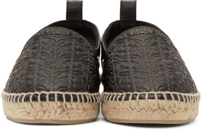 Shop Loewe Black Leather Anagram Espadrilles