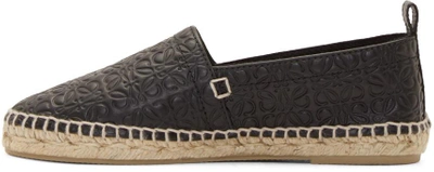 Shop Loewe Black Leather Anagram Espadrilles