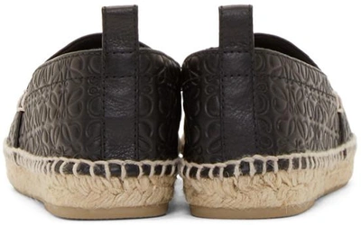 Shop Loewe Black Leather Anagram Espadrilles