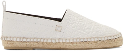 Shop Loewe White Leather Anagram Espadrilles