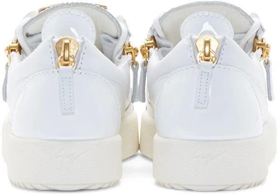 Shop Giuseppe Zanotti White Patent Leather Sneakers