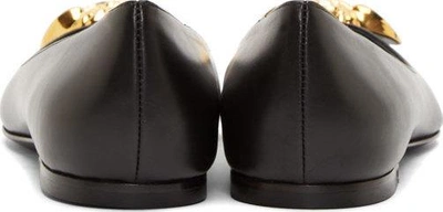 Shop Versace Black Leather Medusa Flats
