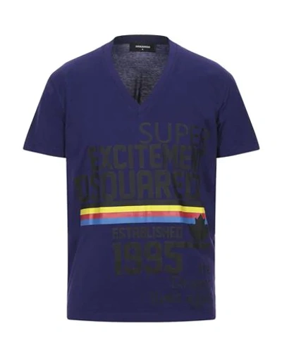 Shop Dsquared2 Man T-shirt Dark Purple Size S Cotton
