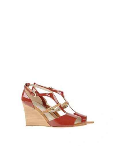 Shop Tod's Sandals In Brick Red
