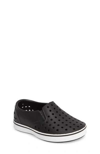 Shop Native Shoes Miles Water Friendly Slip-on Vegan Sneaker In Z/dnujiffy Black/ Shell White