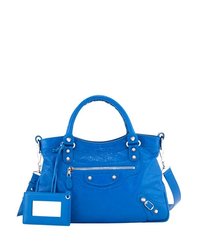 Balenciaga Giant 12 Nickel Town Bag, Bleu In 4313bleu L