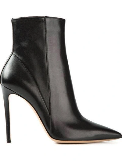 Gianvito Rossi Levy Pointed Stiletto Patent Ankle Boots In Black