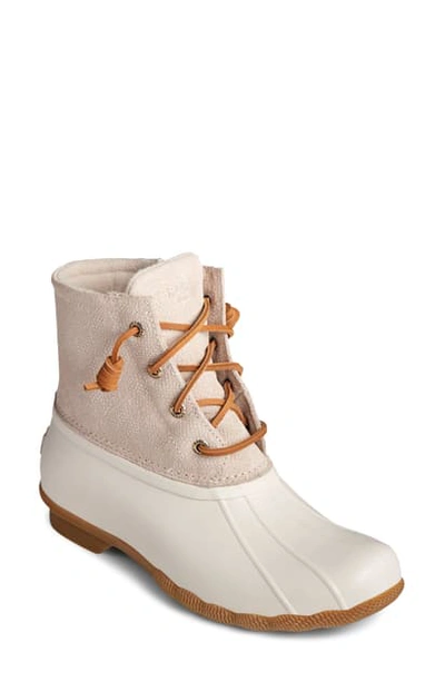 Sperry Saltwater Duck Boot In Ivory Serpent Leather | ModeSens