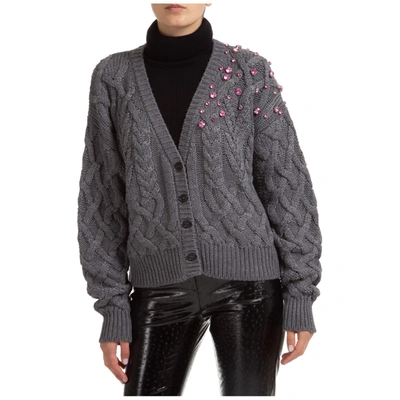 Shop Msgm Women's Cardigan Sweater In Grey