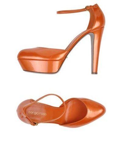 Shop Sergio Rossi Woman Sandals Orange Size 8 Soft Leather