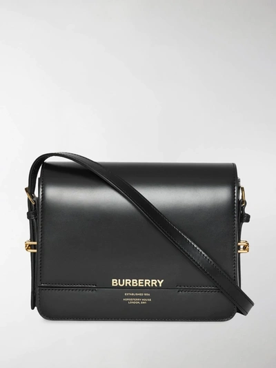 Shop Burberry Small Leather Grace Bag In Black