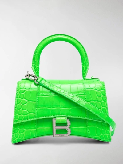 Shop Balenciaga Hourglass Xs Tote Bag In Green