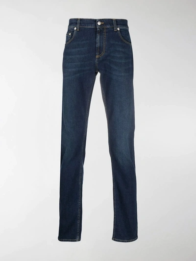 Shop Alexander Mcqueen Mid-rise Slim-fit Jeans In Blue