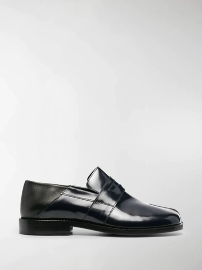 Shop Maison Margiela Polished Tabi Loafers In Blue