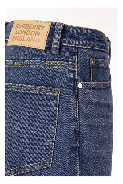 Shop Burberry Straight Fit Striped Cuff Washed Jeans Marissa Indigo Blu In Indigo Blue