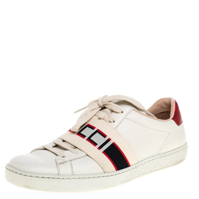 Pre-owned Gucci Band Low Top Trainers Size 37.5 In White
