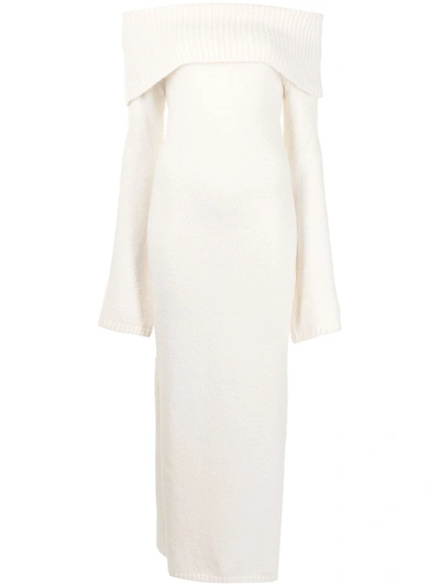 Shop Cult Gaia Mariel Cold-shoulder Knit Dress In White