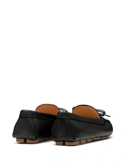 Shop Prada Leather Loafers In Black