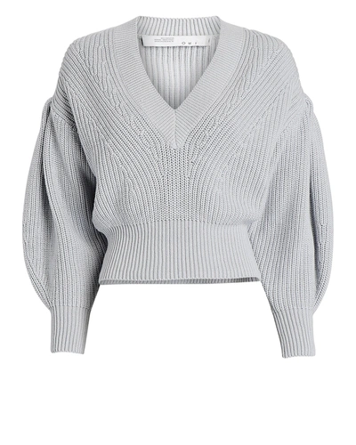 Shop Iro Kiria V-neck Puff Sleeve Sweater In Light Blue