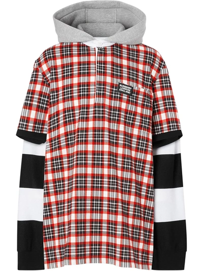 Shop Burberry Reconstructed Rugby Shirt In Red